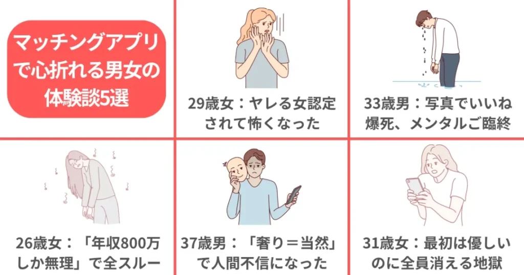 マッチングアプリで心折れる男女の体験談5選