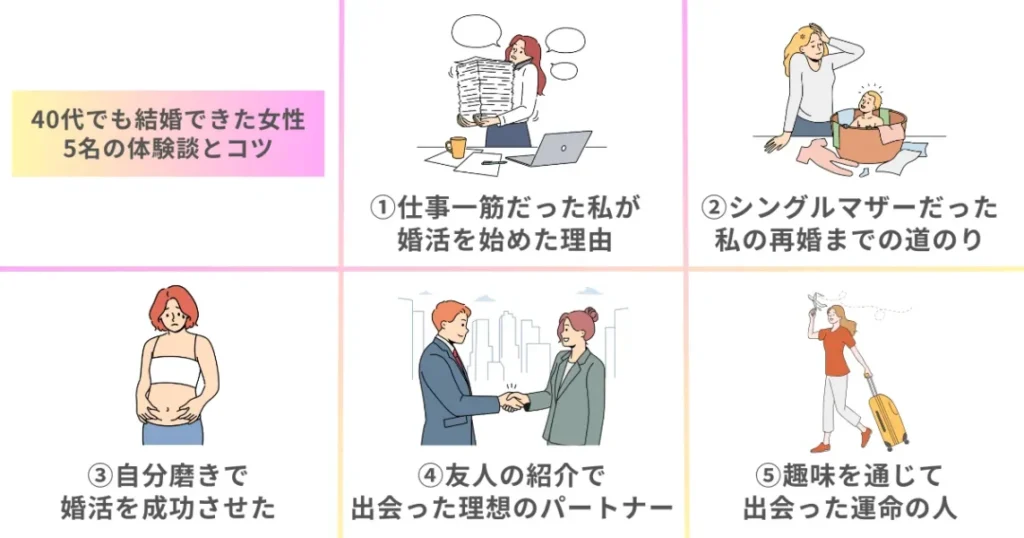 40代でも結婚できた女性5名の体験談とコツ