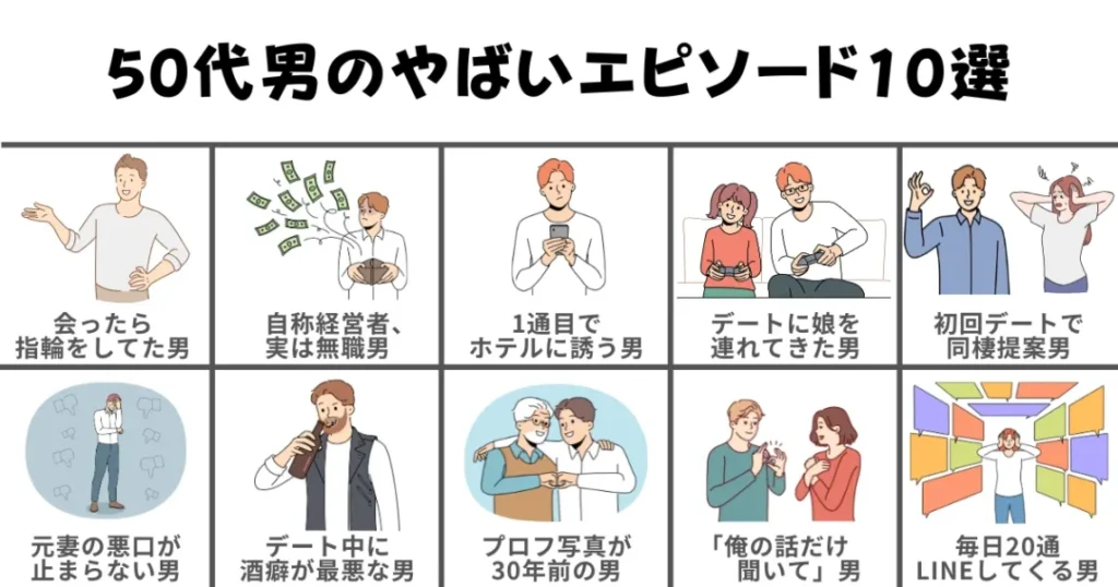マッチングアプリに実在したやばい50代のエピソード10選！