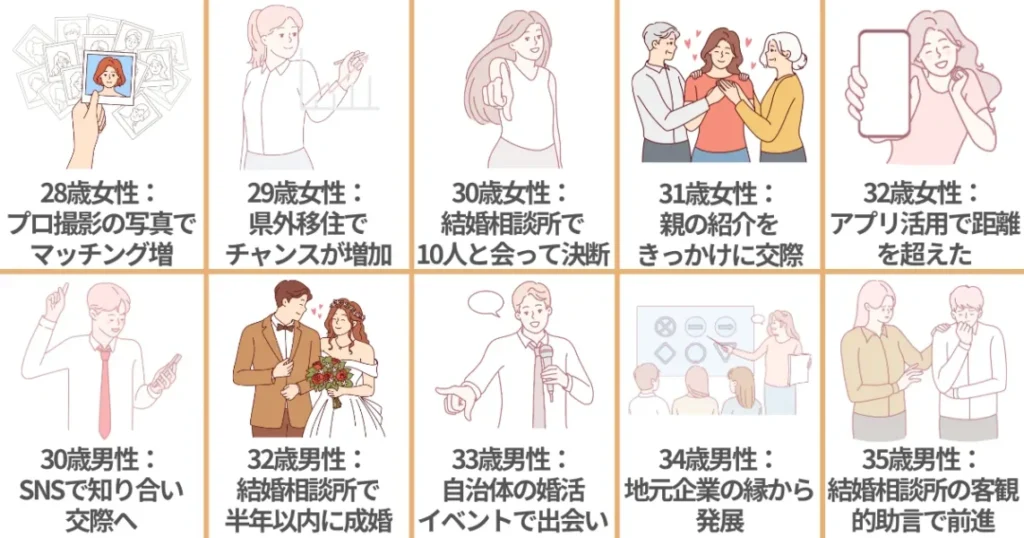 地方でも「結婚できない」を卒業した男女10名の体験談レビュー