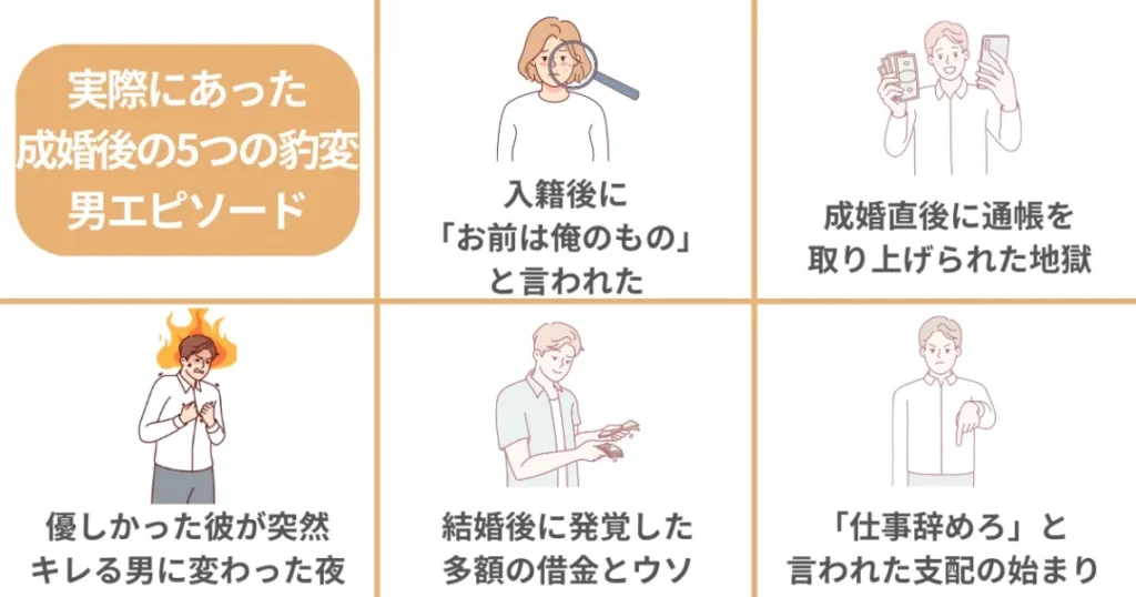 実際にあった成婚後の5つの豹変男エピソード