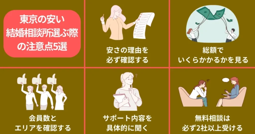 東京の安い結婚相談所を選ぶ際の注意点5選