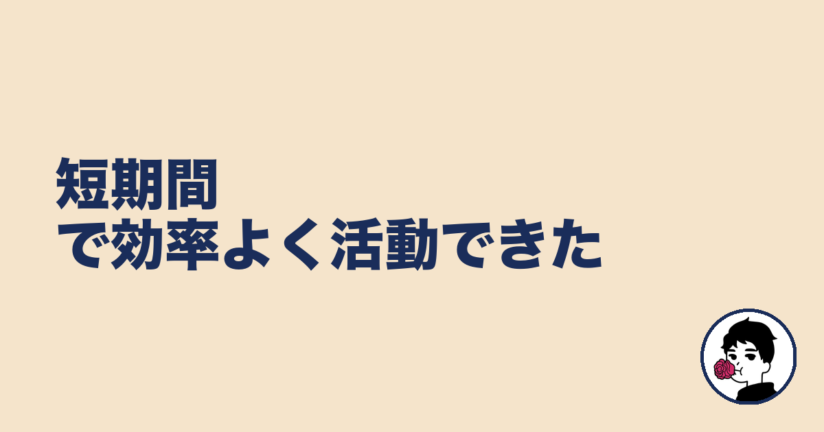 短期間で効率よく活動できた|やましょ