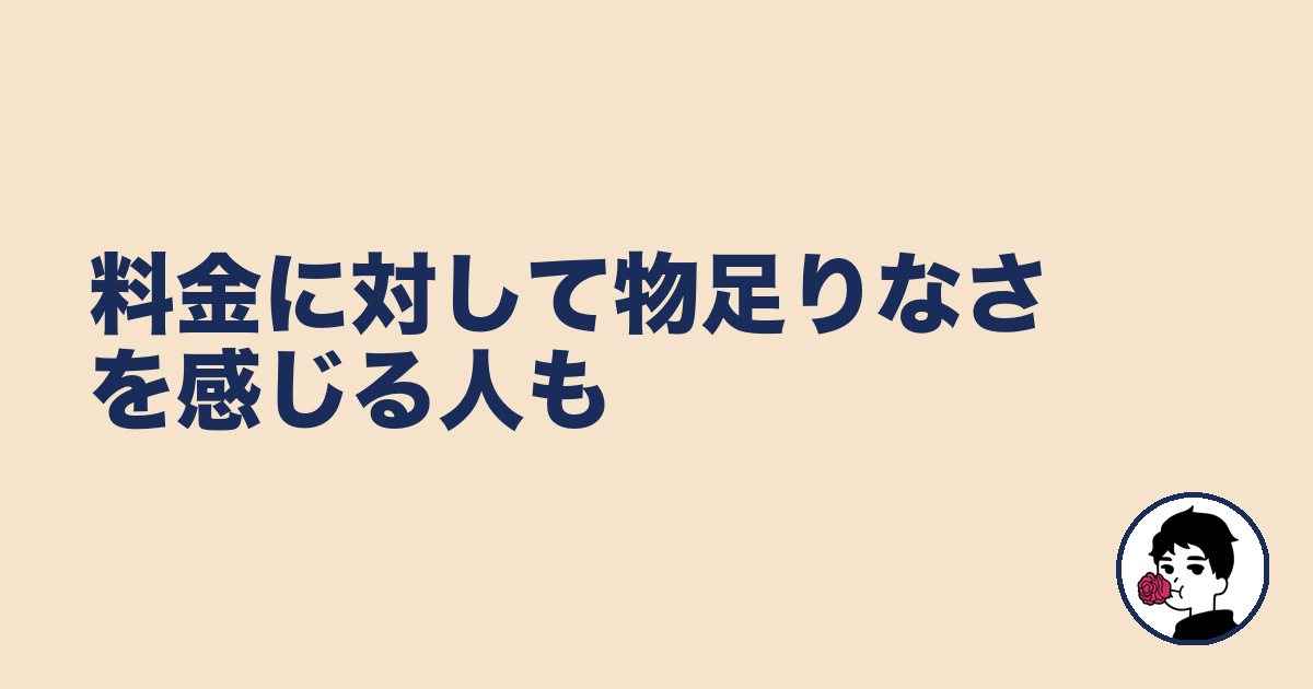 料金に対して物足りなさを感じる人も|やましょ