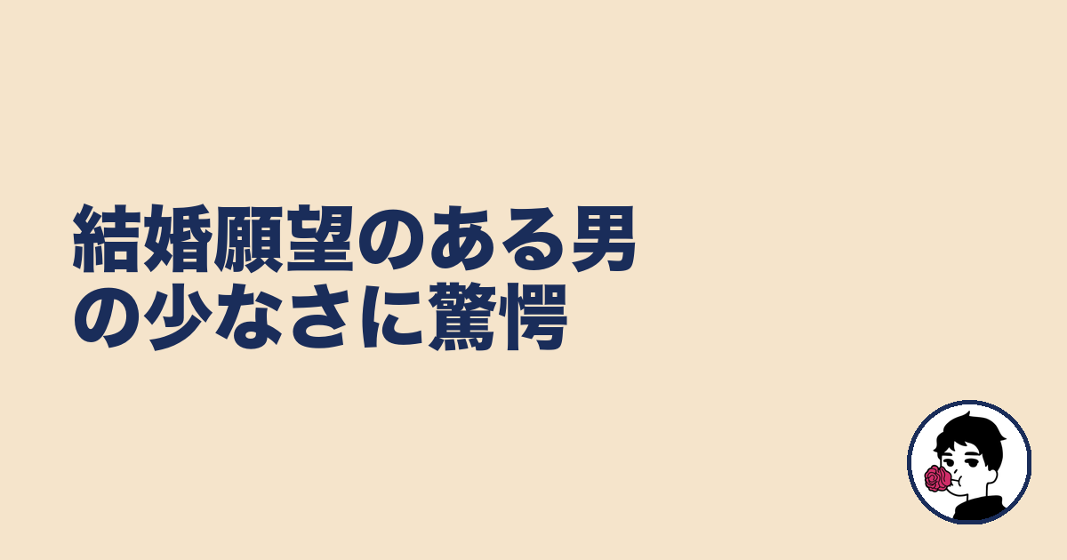 結婚願望のある男の少なさに驚愕｜やましょ