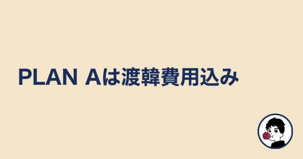 ハニーマリッジのPLAN Aは渡韓費用込み