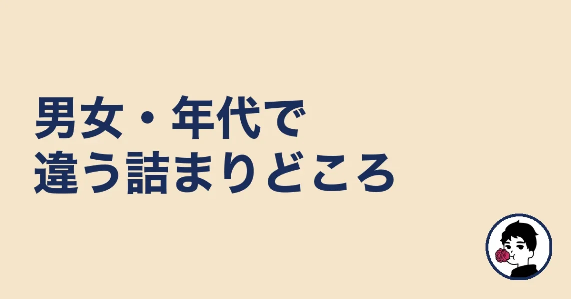 男女・年代で違う詰まりどころ