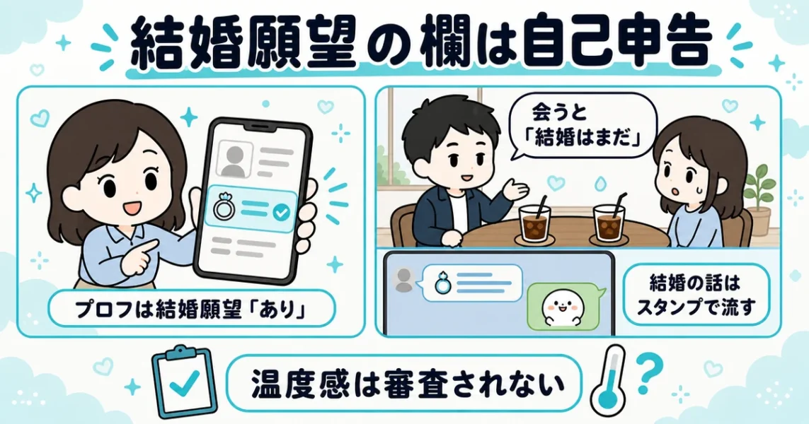 ブライダルネットの体験談。結婚願望ありの相手に会うと「結婚はまだ」と言われた29歳女性の場面