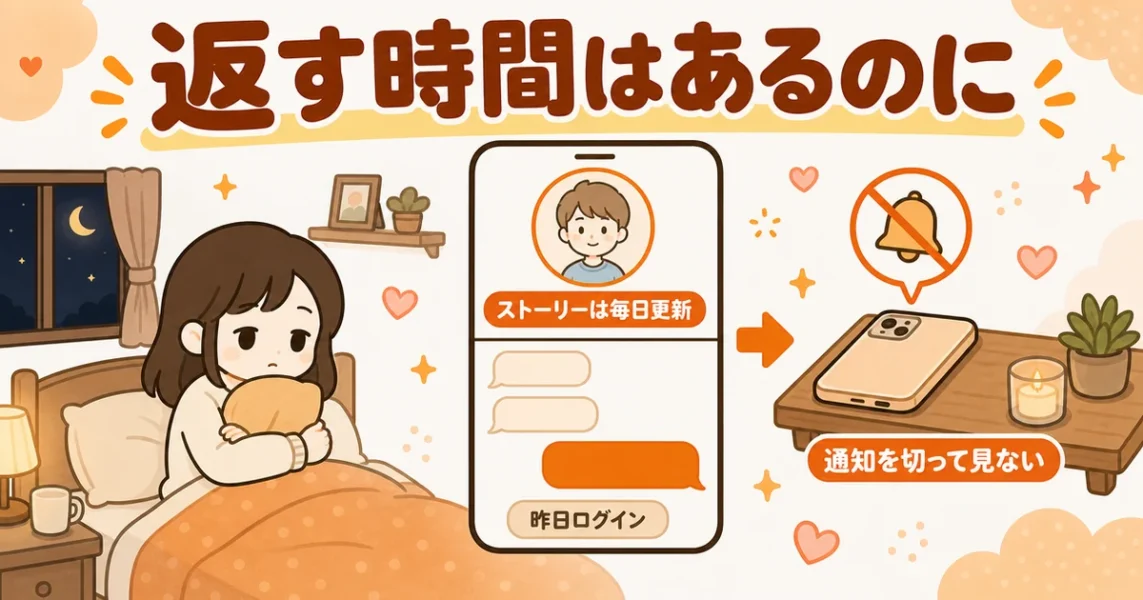 マッチングアプリでSNSは動いているのに返信がないときの状況と通知を切る対処の図解