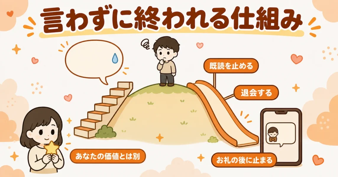 マッチングアプリで断るのが面倒・気まずくてフェードアウトする男性心理の図解