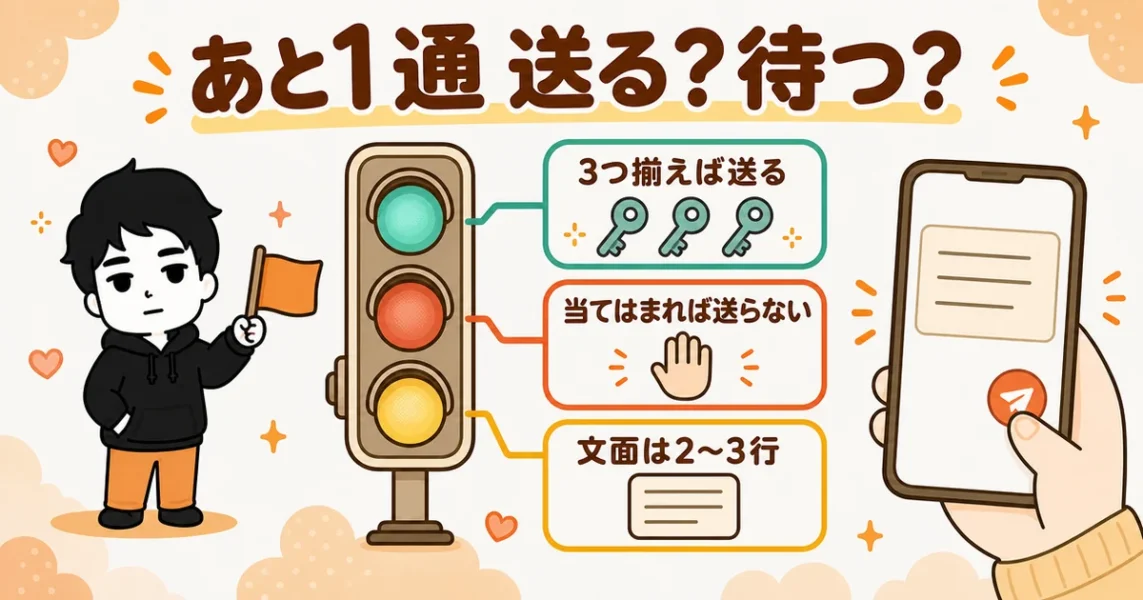 マッチングアプリでフェードアウトされた相手にあと1通送るかの見極め方と文面例の全体図