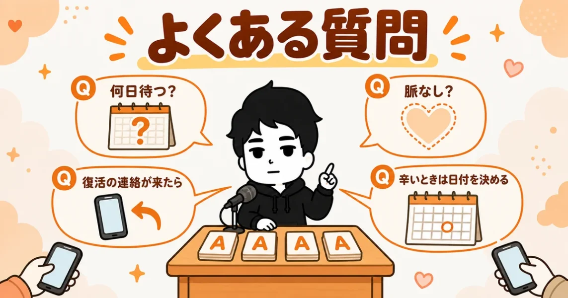 マッチングアプリで会った後にフェードアウトする男性心理のよくある質問をまとめた図