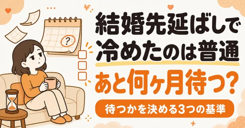 結婚先延ばしで冷めたのは普通。あと何ヶ月待つかを決める3つの基準をまとめた記事の表紙