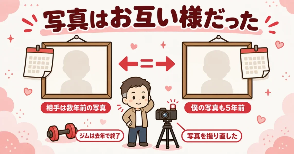 街コンで写真と実物が違いすぎた体験談|自分の写真も5年前だった41歳男性の図