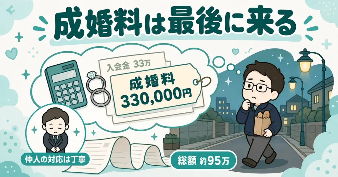ムスベル体験談。38歳男性が成婚退会の前に成婚料の重さで迷った口コミの図