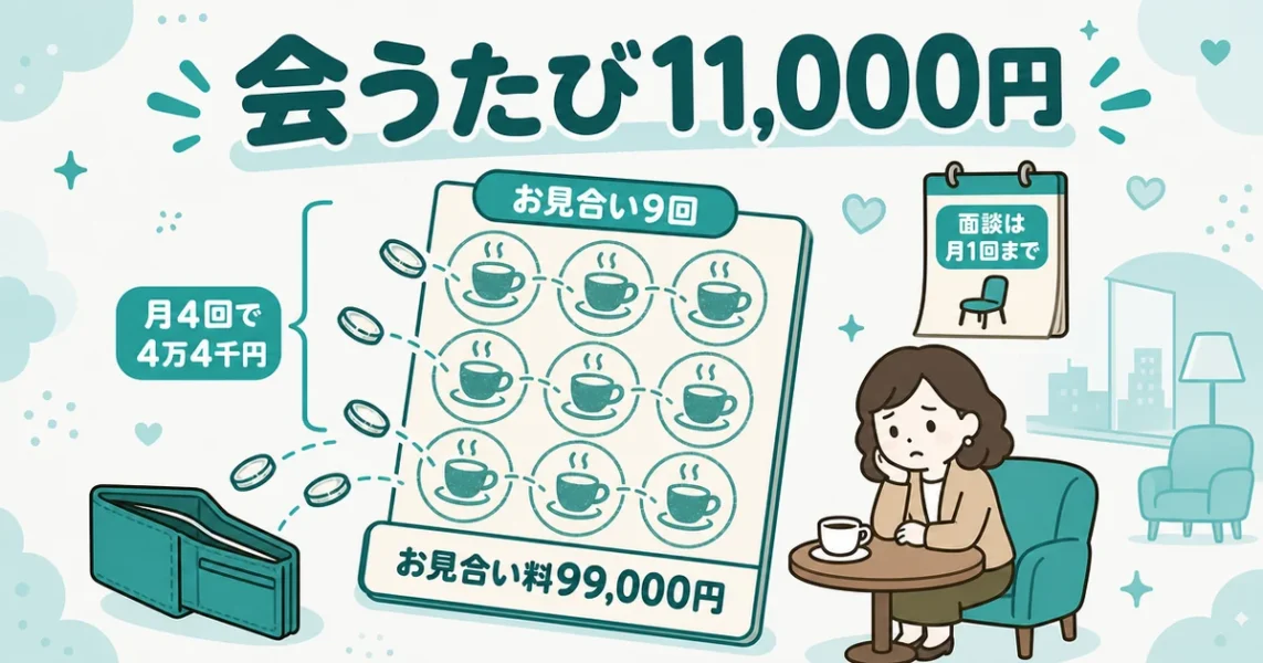 ムスベル体験談。41歳女性がカジュアルのお見合い料で消耗し後悔した口コミの図