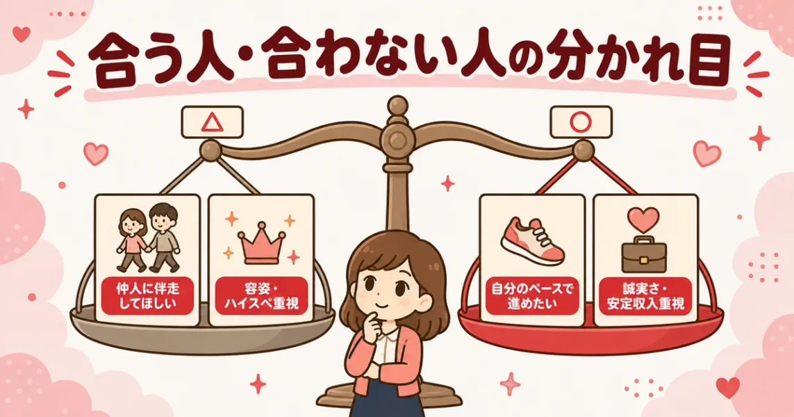 オーネットをやめた方がいい人とおすすめできる人の違いを天びんの左右で比べた早見図解