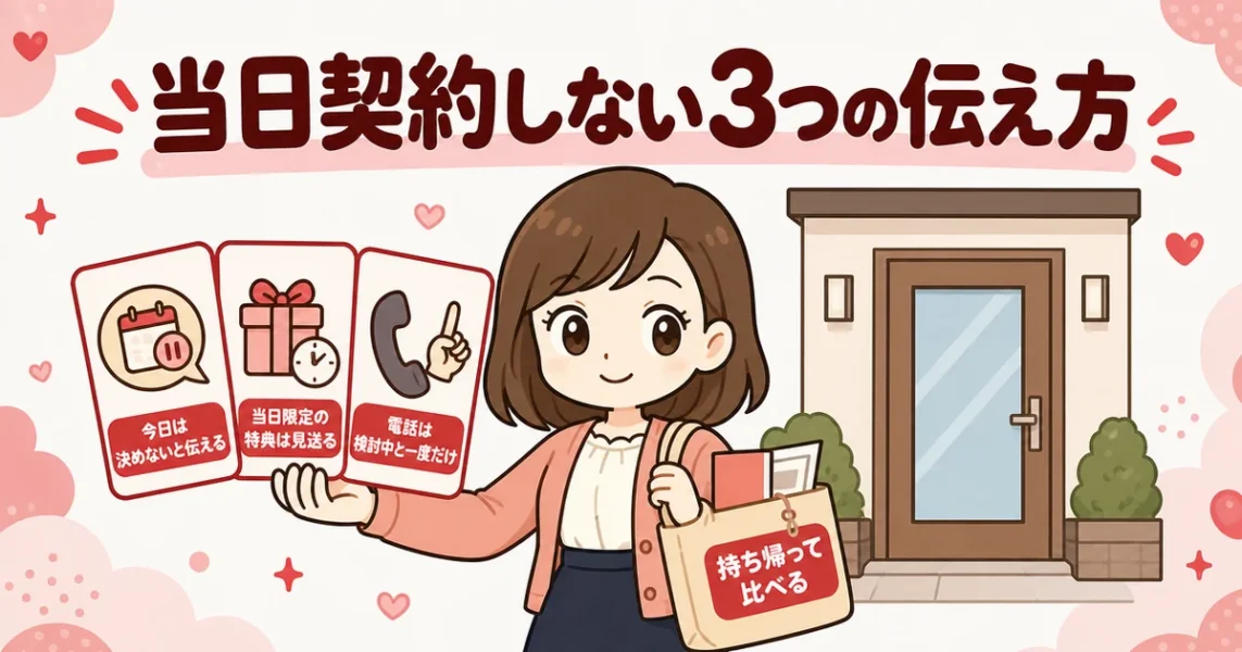 オーネットの無料体験でその場で入会しない断り方。今日は決めないと伝えるなど3つのコツの図解