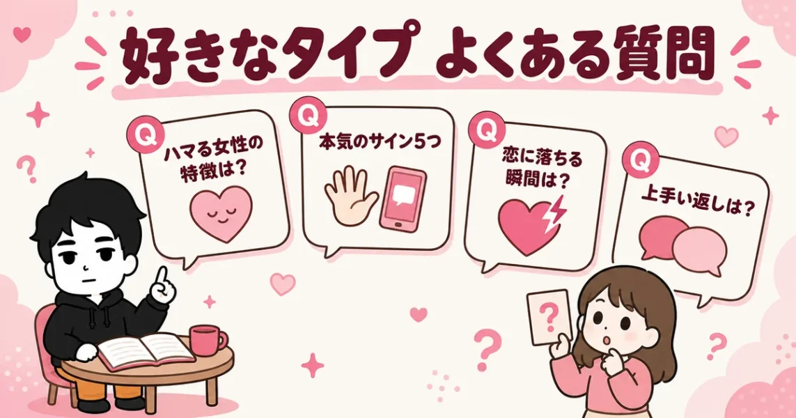 好きな女性のタイプ一覧のよくある質問（ハマる女性の特徴・本気のサインなど）の図解