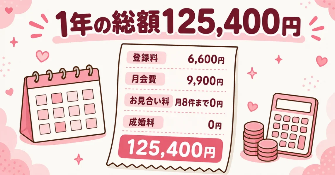 スマリッジの料金と1年の総額125,400円の内訳をレシートで示した図解