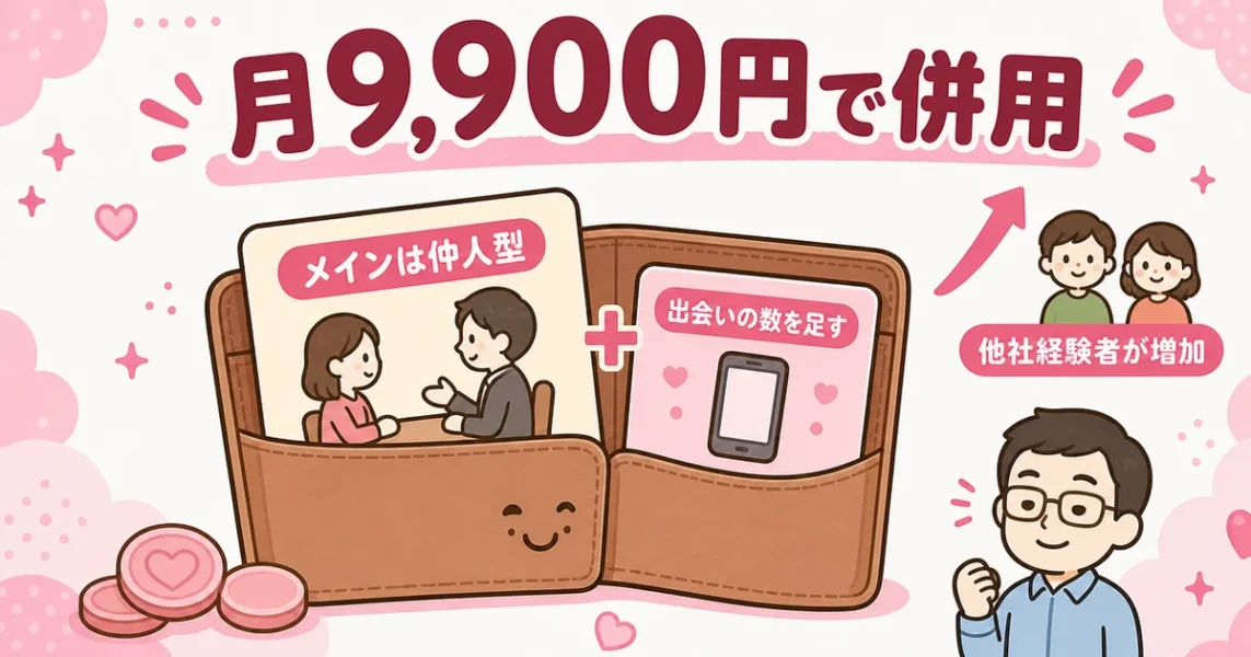 スマリッジは月9,900円なので他の結婚相談所と掛け持ちしやすいという口コミの図解