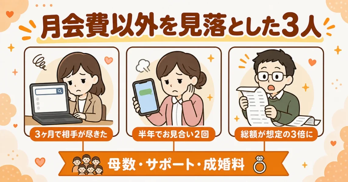 安い結婚相談所を安さだけで選んで後悔した3人の体験談と見落とした点の図解