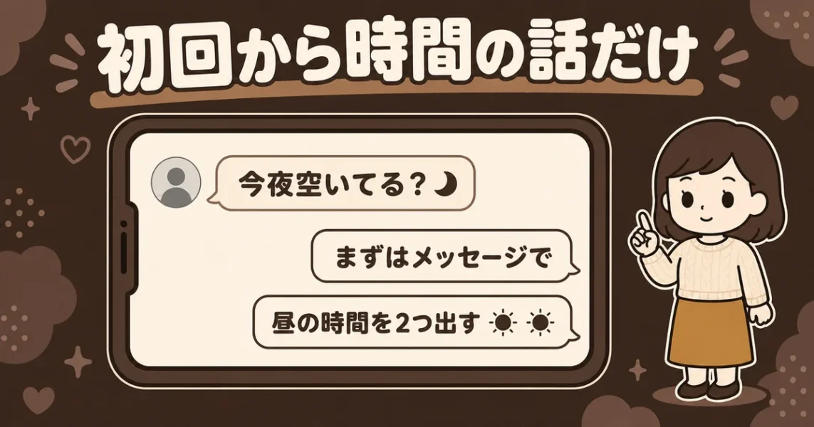 マッチングアプリで1通目から「今夜空いてる?」と送る男性への返し方の図