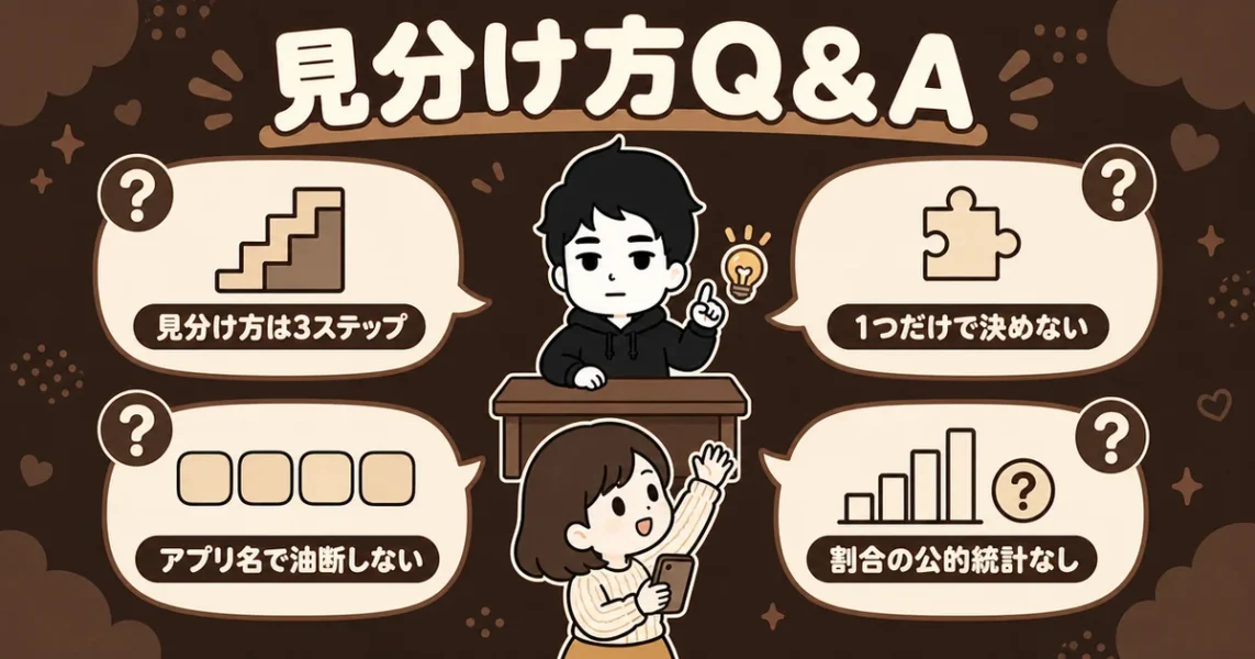 マッチングアプリのやばい男の特徴に関するよくある質問をQ&Aでまとめた図