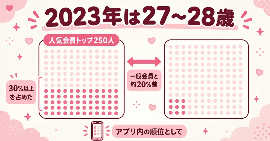 女性が一番モテる年齢のピークは27〜28歳。ペアーズ人気会員トップ250人の調査