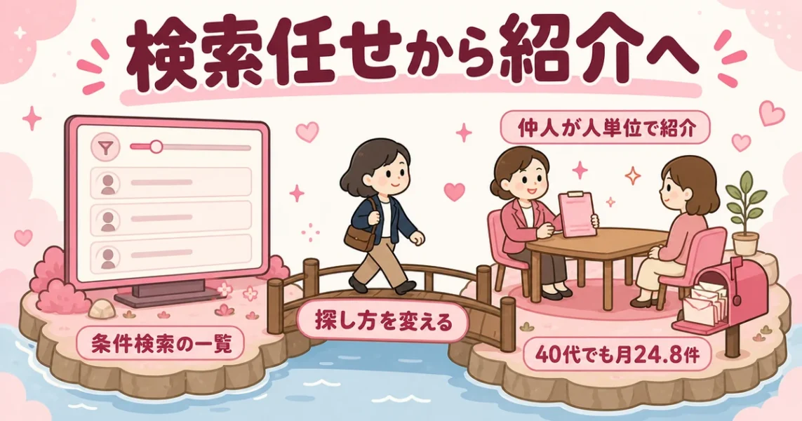 35歳以降は探す場所を変える。条件検索任せより仲人が紹介する結婚相談所が合う